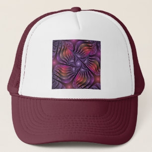 Kleurrijke Fantasy Abstracte Trippy Paarse Fractal Trucker Pet