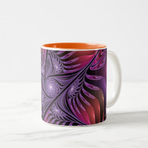 Kleurrijke Fantasy Abstracte Trippy Paarse Fractal Tweekleurige Koffiemok