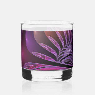 Kleurrijke Fantasy Abstracte Trippy Paarse Fractal Whisky Glas