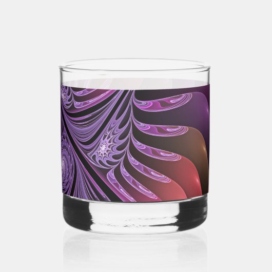 Kleurrijke Fantasy Abstracte Trippy Paarse Fractal Whisky Glas (Achterkant)