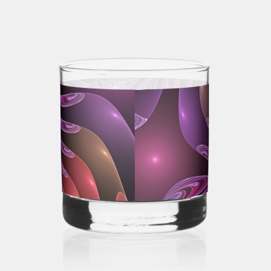 Kleurrijke Fantasy Abstracte Trippy Paarse Fractal Whisky Glas (Rechts)