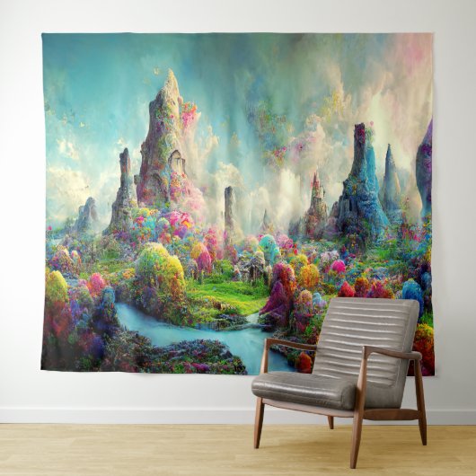 Kleurrijke Fantasy Alien Natuur Landscape Wandkleed (In Situ (horizontaal))