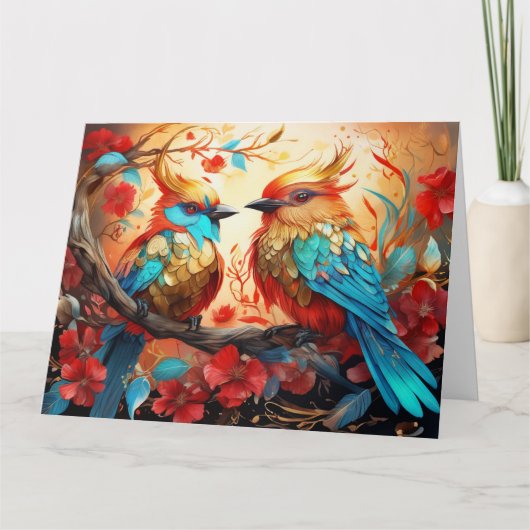 Kleurrijke Fantasy Bird Kaart (Voorkant)