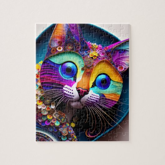 Kleurrijke Fantasy Cat 8 x 10 inch Legpuzzel (Verticaal)