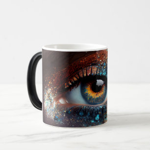 Kleurrijke Fantasy Earth Glitter Eye Close-up Magische Mok