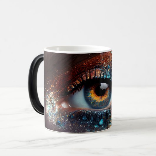 Kleurrijke Fantasy Earth Glitter Eye Close-up Magische Mok (Voorkant links)