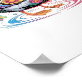 Kleurrijke Fantasy Eend met Bloemen en Vlinders Poster (Hoek)