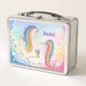 Kleurrijke Fantasy Eenhoorn Metalen Lunch Box (Voorkant)