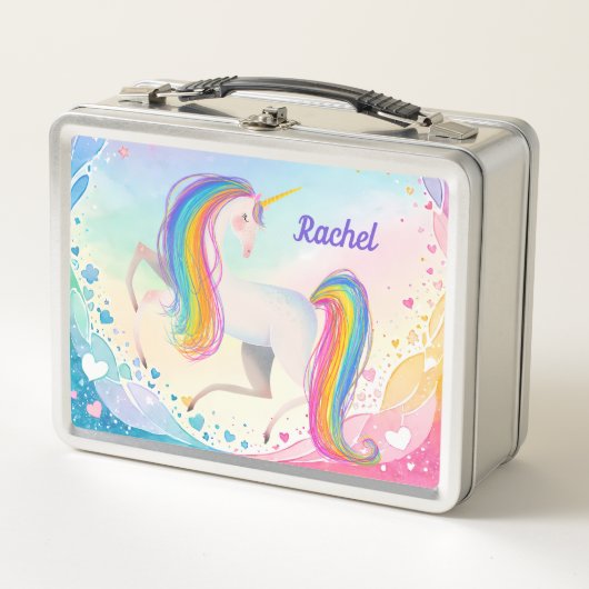 Kleurrijke Fantasy Eenhoorn Metalen Lunch Box (Voorkant)