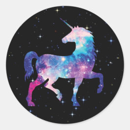 Kleurrijke Fantasy Galaxy Magische Eenhoorn Ronde Sticker