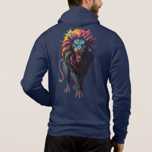 Kleurrijke Fantasy Kunst Een Leeuw Hoodie