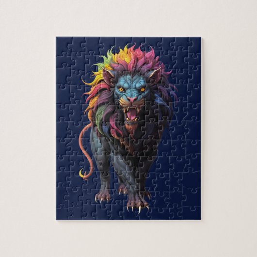 Kleurrijke Fantasy Kunst Een Leeuw Legpuzzel (Verticaal)