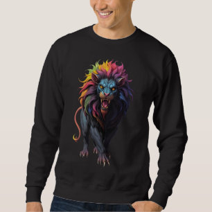Kleurrijke Fantasy Kunst Een Leeuw Trui