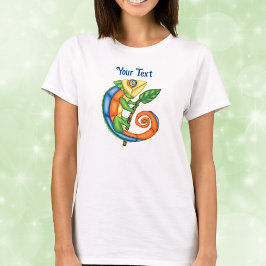 Kleurrijke Fantasy Lizard Leaf op Branch T-shirt