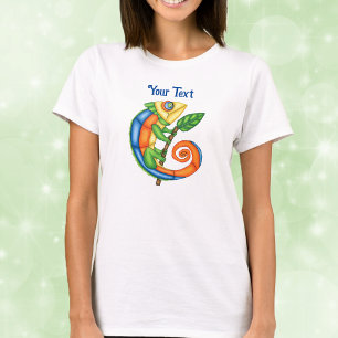 Kleurrijke Fantasy Lizard Leaf op Branch T-shirt