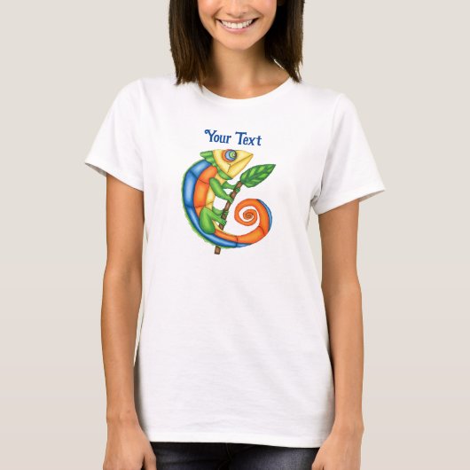 Kleurrijke Fantasy Lizard Leaf op Branch T-shirt (Voorkant)