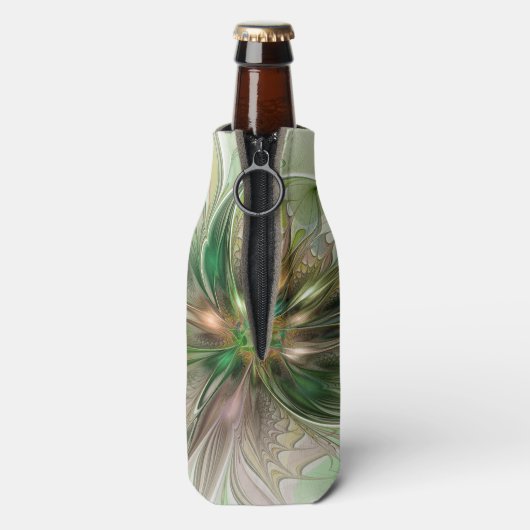 Kleurrijke Fantasy Modern Abstracte fractale venti Flesjeskoeler (Fles Achterkant)