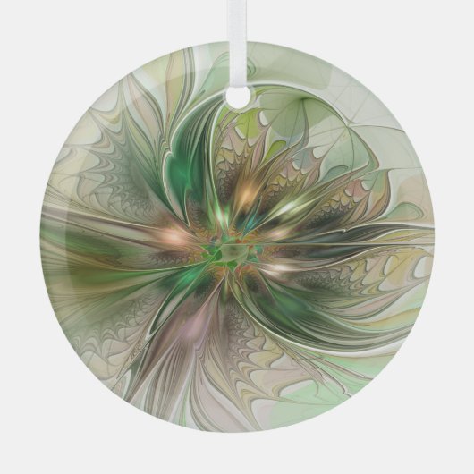 Kleurrijke Fantasy Modern Abstracte fractale venti Glas Ornament (Voorkant)