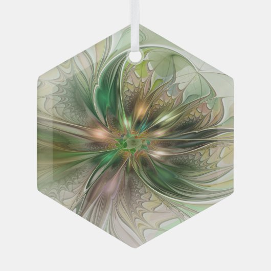 Kleurrijke Fantasy Modern Abstracte fractale venti Glas Ornament (Voorkant)