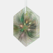 Kleurrijke Fantasy Modern Abstracte fractale venti Glas Ornament (Voorkant links)