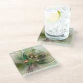 Kleurrijke Fantasy Modern Abstracte fractale venti Glazen Onderzetter (Schuin)