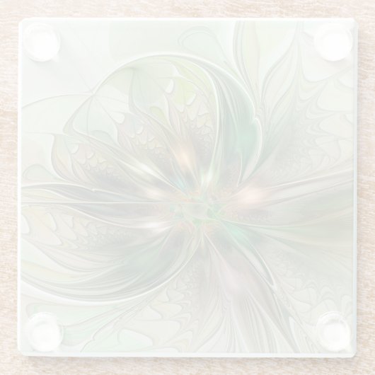 Kleurrijke Fantasy Modern Abstracte fractale venti Glazen Onderzetter (Achterkant)