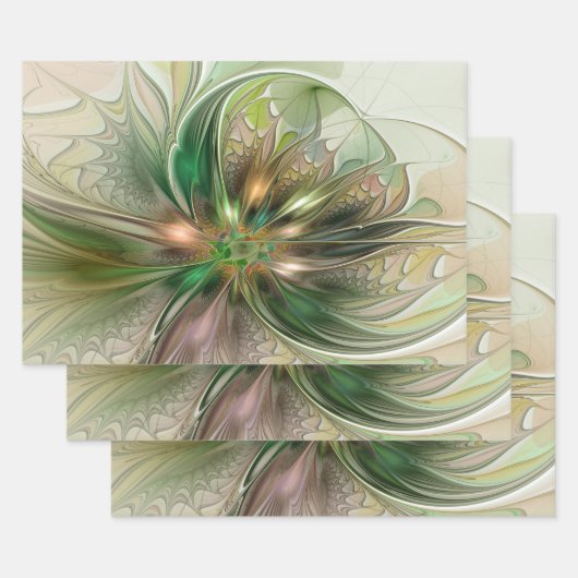 Kleurrijke Fantasy Modern Abstracte fractale venti Inpakpapier Vel (Set)