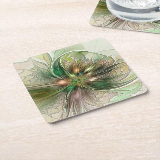 Kleurrijke Fantasy Modern Abstracte fractale venti Kartonnen Onderzetters (Schuin)