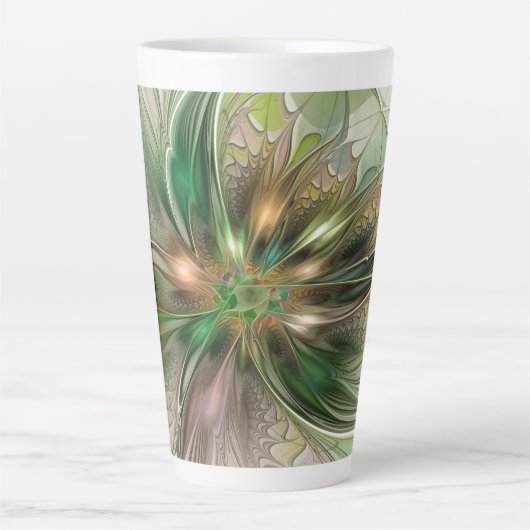 Kleurrijke Fantasy Modern Abstracte fractale venti Latte Mok (Voorkant)