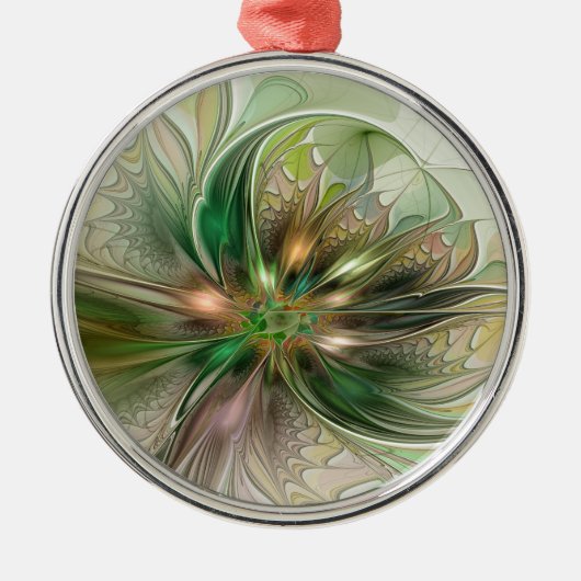 Kleurrijke Fantasy Modern Abstracte fractale venti Metalen Ornament (Voorkant)