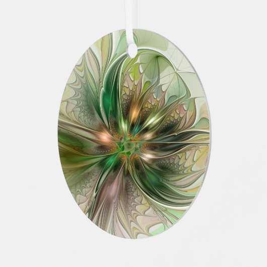 Kleurrijke Fantasy Modern Abstracte fractale venti Metalen Ornament (Voorkant links)