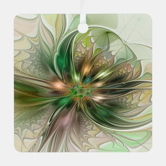 Kleurrijke Fantasy Modern Abstracte fractale venti Metalen Ornament (Voorkant)