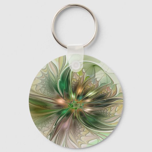 Kleurrijke Fantasy Modern Abstracte fractale venti Sleutelhanger (Voorkant)
