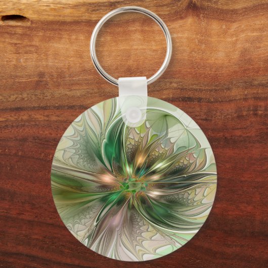 Kleurrijke Fantasy Modern Abstracte fractale venti Sleutelhanger (Achterkant)