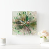 Kleurrijke Fantasy Modern Abstracte fractale venti Vierkante Klok (Huis)