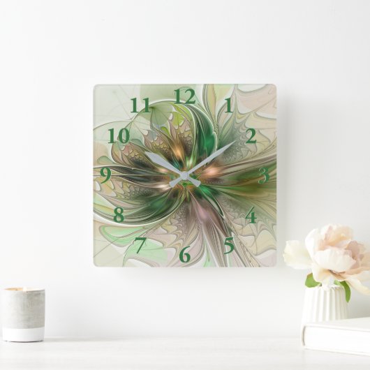 Kleurrijke Fantasy Modern Abstracte fractale venti Vierkante Klok (Huis)