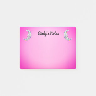 Kleurrijke Fantasy Moons  Gezichten op Hot Pink Post-it® Notes