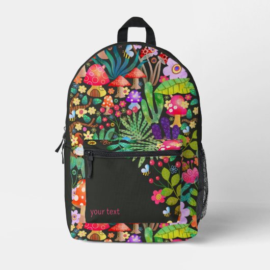 Kleurrijke Fantasy Mushroom Whimsical Terug naar s Bedrukte Rugzak (Voorkant)