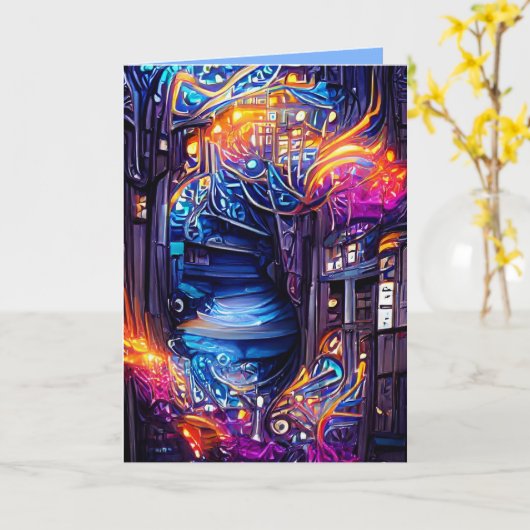 Kleurrijke Fantasy-trap Kaart (Gele Bloem)