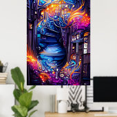 Kleurrijke Fantasy-trap Poster (Thuiskantoor)