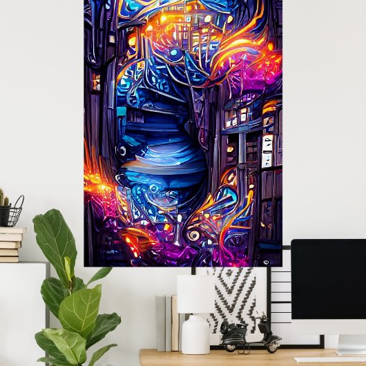 Kleurrijke Fantasy-trap Poster (Thuiskantoor)