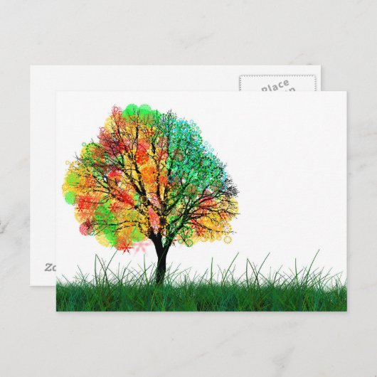 Kleurrijke Fantasy Tree Illustration Briefkaart (Voorkant / Achterkant)