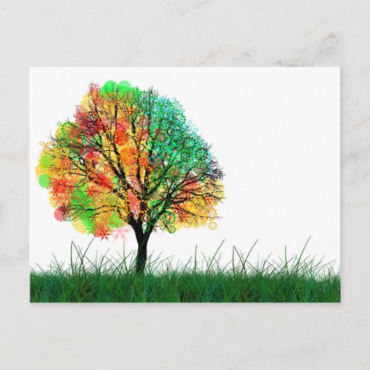 Kleurrijke Fantasy Tree Illustration Briefkaart (Voorkant)