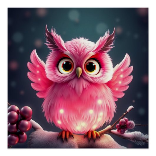 Kleurrijke Fantasy Uil Perfect Poster (Voorkant)