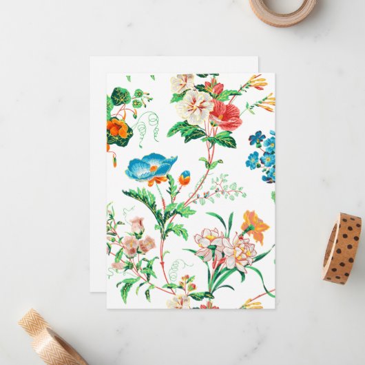 Kleurrijke Fantasy Waterverf Floral Notitiekaartje (Voorkant / Achterkant in situ)