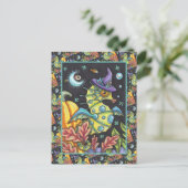 KLEURRIJKE FANTASY ZEEPAARDJE, HEKS IN HALLOWEEN Z FEESTDAGENKAART (Staand voorkant)