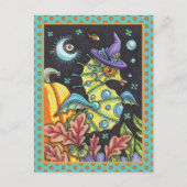 KLEURRIJKE FANTASY ZEEPAARDJE, HEKS IN HALLOWEEN Z FEESTDAGENKAART (Voorkant)