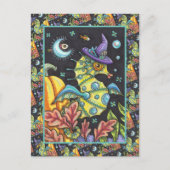 KLEURRIJKE FANTASY ZEEPAARDJE, HEKS IN HALLOWEEN Z FEESTDAGENKAART (Voorkant)