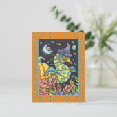 KLEURRIJKE FANTASY ZEEPAARDJE, HEKS IN HALLOWEEN Z FEESTDAGENKAART (Staand voorkant)