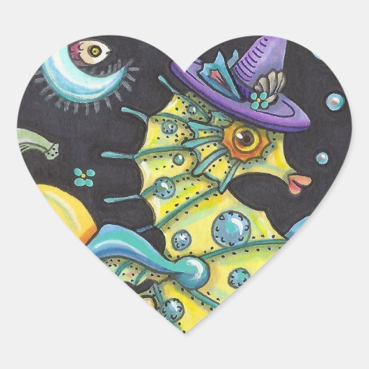 KLEURRIJKE FANTASY ZEEPAARDJE, HEKS IN HALLOWEEN Z HART STICKER (Voorkant)